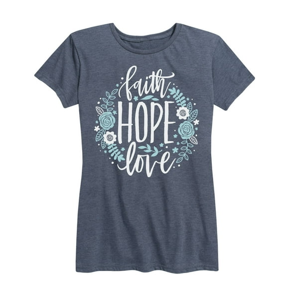 Solid Light - Faith Hope Love Floral - Women's Short Sleeve Graphic T-Shirt