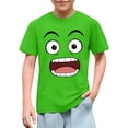 thumbnail image 2 of Tops de Manga Corta Lindo con Impresión de Expresión para Niños Niños Niñas, Suelta Cómoda Camiseta de Color Sólido, 2 of 8