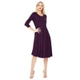 thumbnail image 2 of Women's Loose Fit 3/4 Sleeve Round Neck Jersey Knit A-Line Solid Midi Dress, 2 of 4