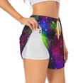 thumbnail image 3 of Lsque Bright Universe Printed Women's Running Shorts with Liner Pockets,Elastic Quick Dry Workout Athletic Gym Yoga Shorts,Womens High Waist Shorts-X-Large, 3 of 9