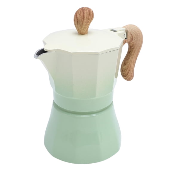 Yajisi 150ml Italian Coffee Maker with Distributor, Dual‑Ended Spoon, 100 Paper Filters – 3‑Cup Green Gradient Pot