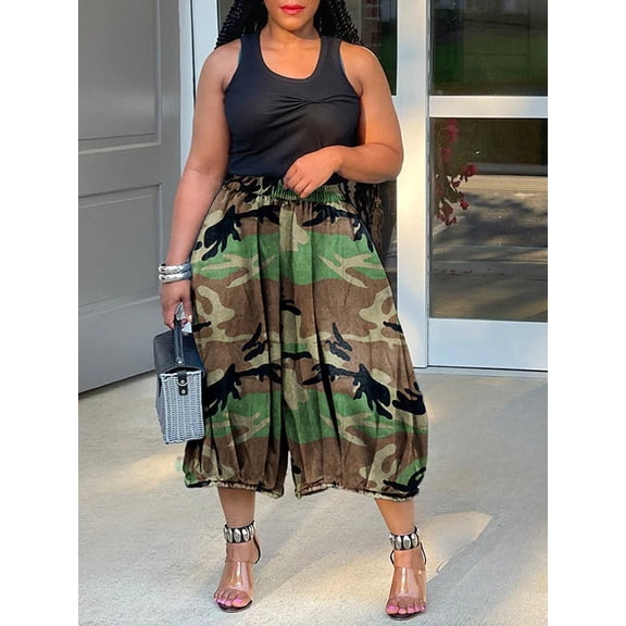 Animal Print Wide-Leg Pants