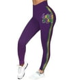 thumbnail image 2 of Outfmvch Mardi Gras Leggings for Women Stretchy Graphic Printed Fancy Sports Fitness Workout Yoga Pants Purple S-3XL, 2 of 6
