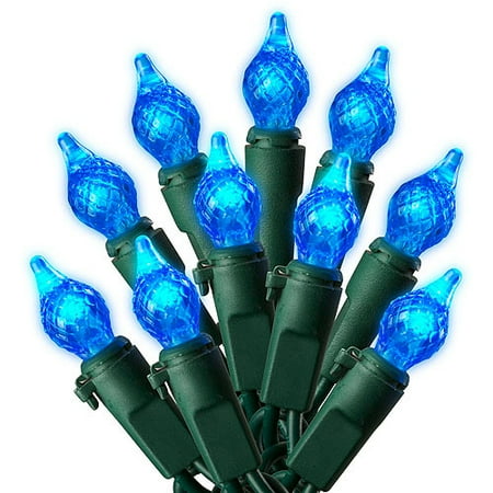 Holiday Time 60-Count LED C4 Teardrop Christmas Lights, Blue