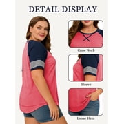 LANREMON Women Plus Size tops Summer t shirts Tunic for Women Crew Neck Short Sleeve Flowy Oversized T Shirts Clothes Pink 24 Plus