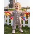 thumbnail image 6 of RUINIXCW Newborn Baby Girl Spring Fall Clothes Infant Girls Plaid Gingham Outfit One Piece Romper 0 3 6 12 18 Months Ruffled Doll Collar Long Sleeve Button Down Jumpsuit, 6 of 9