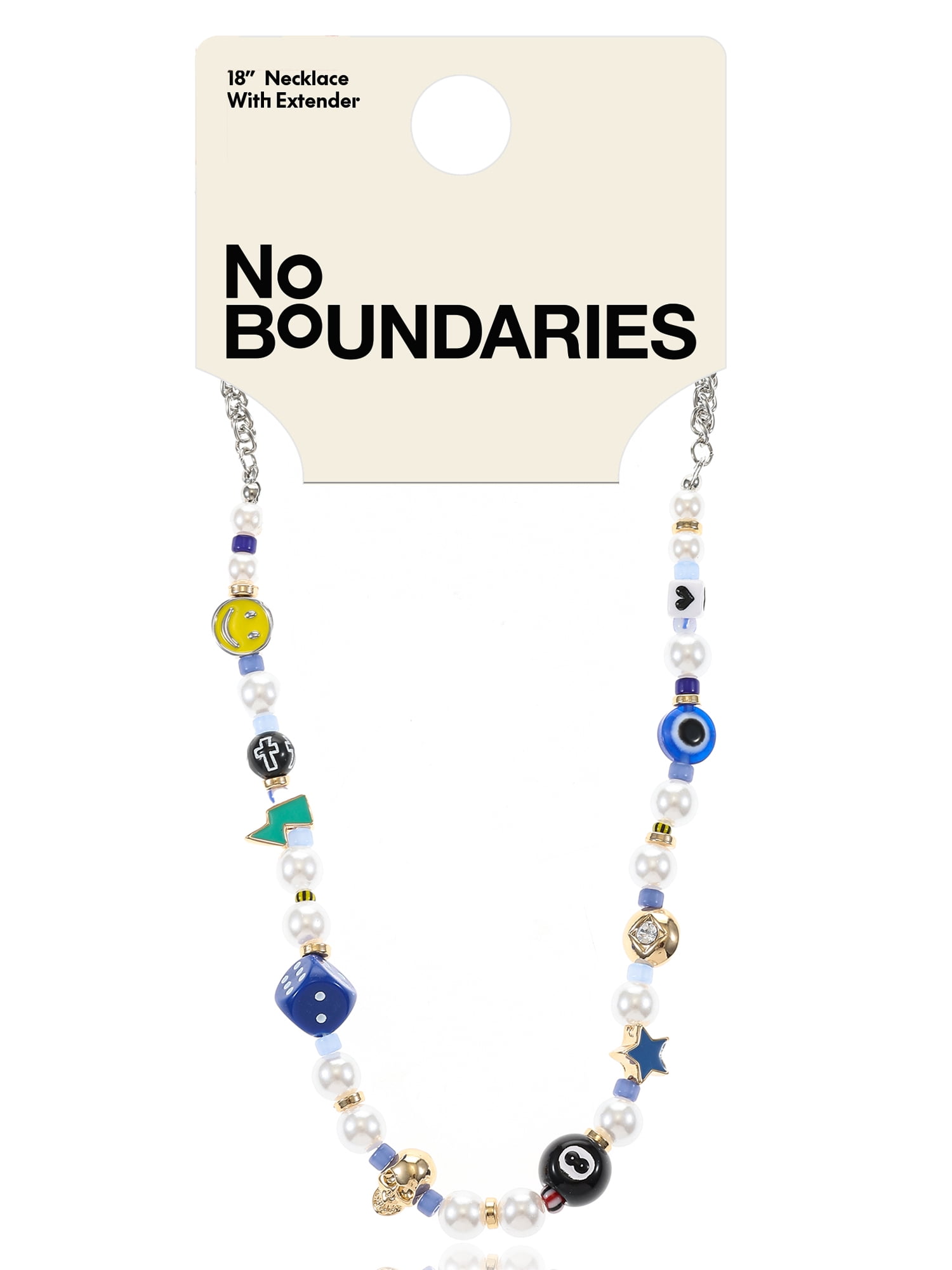No Boundaries Men's Beaded Chain Necklace, Multicolor, 1 Pack