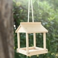 thumbnail image 5 of 12 Inch, Natural Solid Wooden Open Hanging Bird House Feeder, Outdoor Patio Yard Garden Balcony Decoration Hanging Ornament For Wild Birds For Family For Outdoor Use, 5 of 6