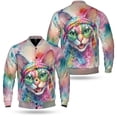 thumbnail image 3 of Hippie Devon Rex Portrait Watercolor Tie-Dye Vintage Styles All Over Print 3D Baseball Jacket Cat Lover Kitten Owner Gifts Bomber Jacket Softball - 00014, 3 of 6
