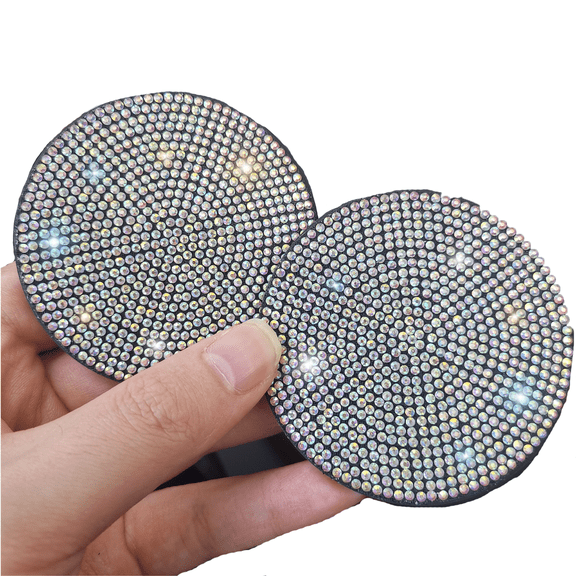 AUQ Car Coasters,Anti-Slip Silicone Coasters for Secure Drink Placement,Sparkling Cup Mat to Add Luxury to Your Ride