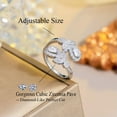 thumbnail image 5 of Bright White CZ Leaf Drop Adjustable Open Ring Band Bridal Silver Plated Jewelry, 5 of 9