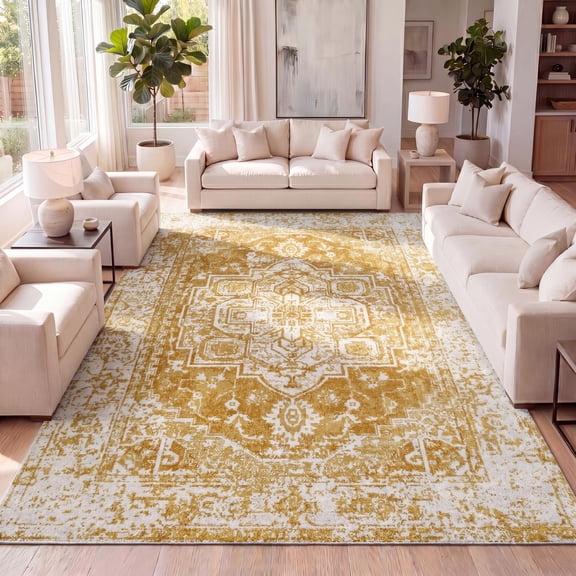 JONATHAN Y MODERN PERSIAN 5 x 8 Area Rug, Audrey Bohemian Ornate Medallion - Orange/White, MDP209A-5