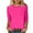Hot Pink, variant on Tops for Women under $5 3/4 Sleeve Solid Color Print Round Neck Casual T-shirt Blouse Hot Pink L