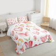 thumbnail image 3 of Manfei Red Butterfly Queen Comforter Set for Girls, Cute Rainbow Hearts Bedding Sets, Chic Flower Floral Bedding Comforter Set, Microfiber Bedroom Decor Reversible 3pcs, 3 of 8