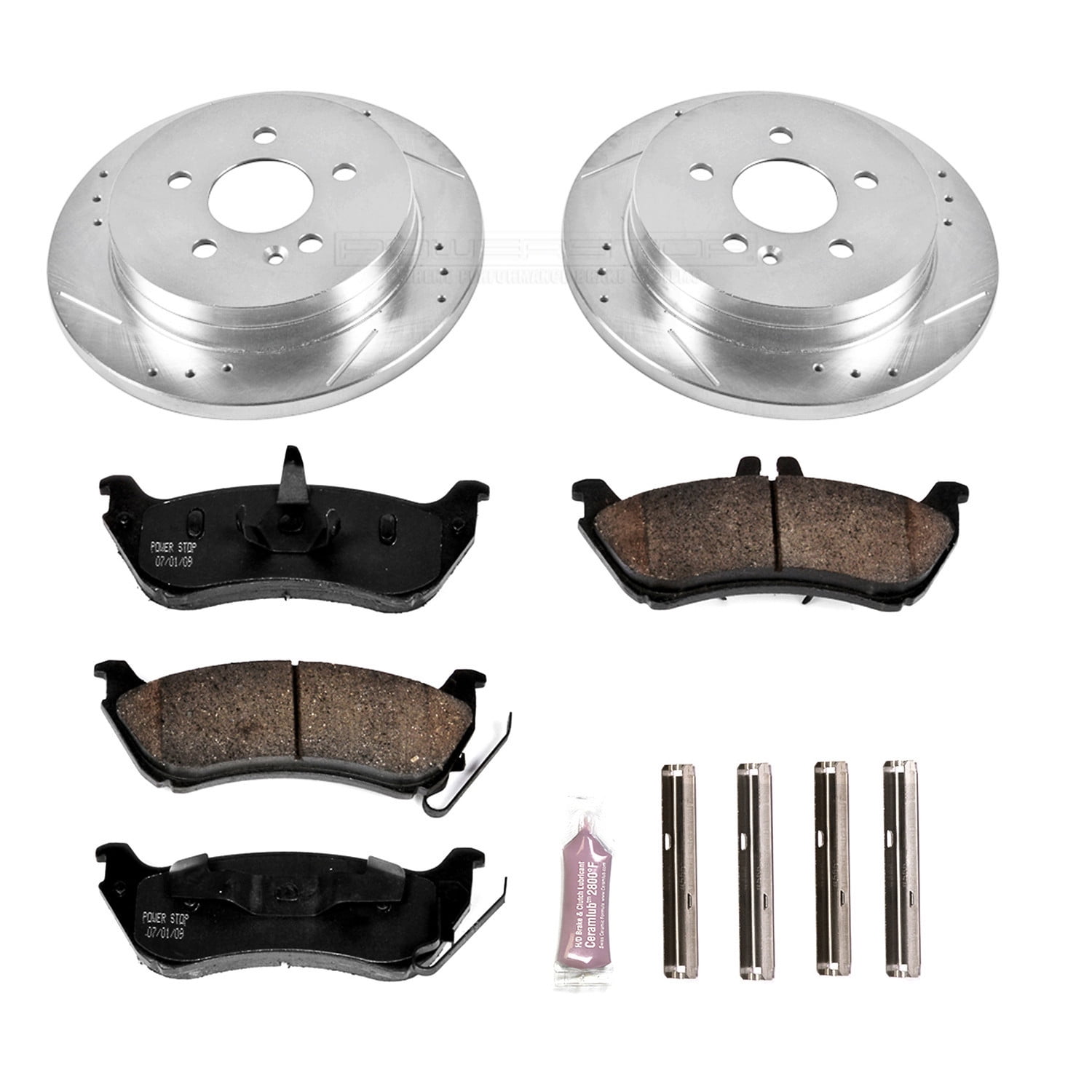 PowerStop Rear Z23 Evolution Sport Carbon-Fiber Ceramic Brake Pad and Drilled & Slotted Rotor Kit Fits: MERCEDES-BENZ Select Models K866
