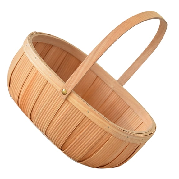 OULII Handwoven Bamboo Basket with Handle for Kitchen Storage and Fruit Organization
