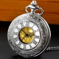 thumbnail image 3 of VIGOROSO Vintage Pocket Watch for Men Women Roman Numerals Scale Quartz Silver Fob Pocket Watches with Chain, 3 of 6
