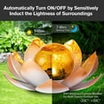 thumbnail image 5 of KOMI Garden Solar Lights Outdoor(2Pack) , Amber Crackle Globe Glass Lotus Decoration , Waterproof Orange Metal LED Flower Lights for Patio,Lawn,Walkway,Tabletop,Ground, Garden Gifts for Women, 5 of 7