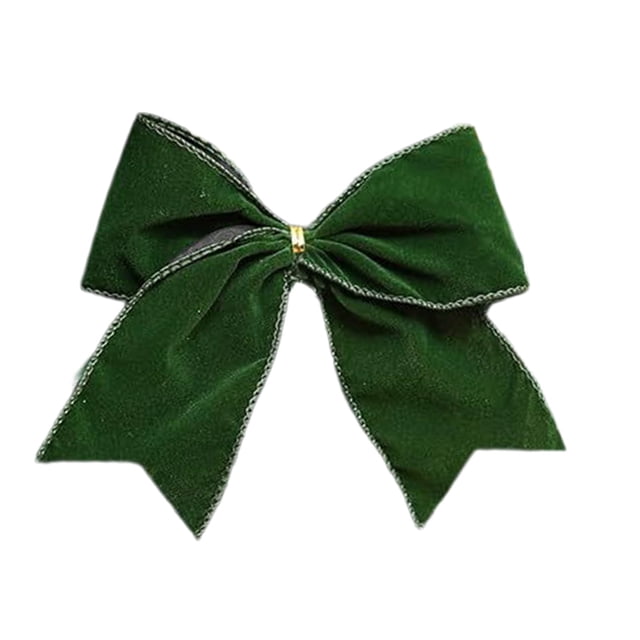 Green Velvet Bow Christmas Wreath Decorations Gradient Rose Color Polyester Material For Gift Wrapping Party Decor Size 0.98 Inch Width Package Includes 1 Piece