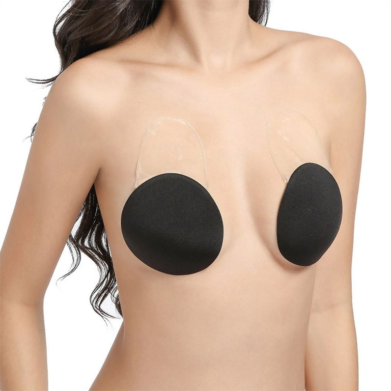 VOOPET 2Pairs Silicone Push Up Invisible Bra Adhesive Nipple Cover Breast  Lift Strapless Bra Bust Lifter Stickers for Women (nude+black) 