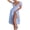 Blue, variant on Floral Dress for Women Short Sleeve Square Neck High Waist Split Long Dress Summer Beachwear