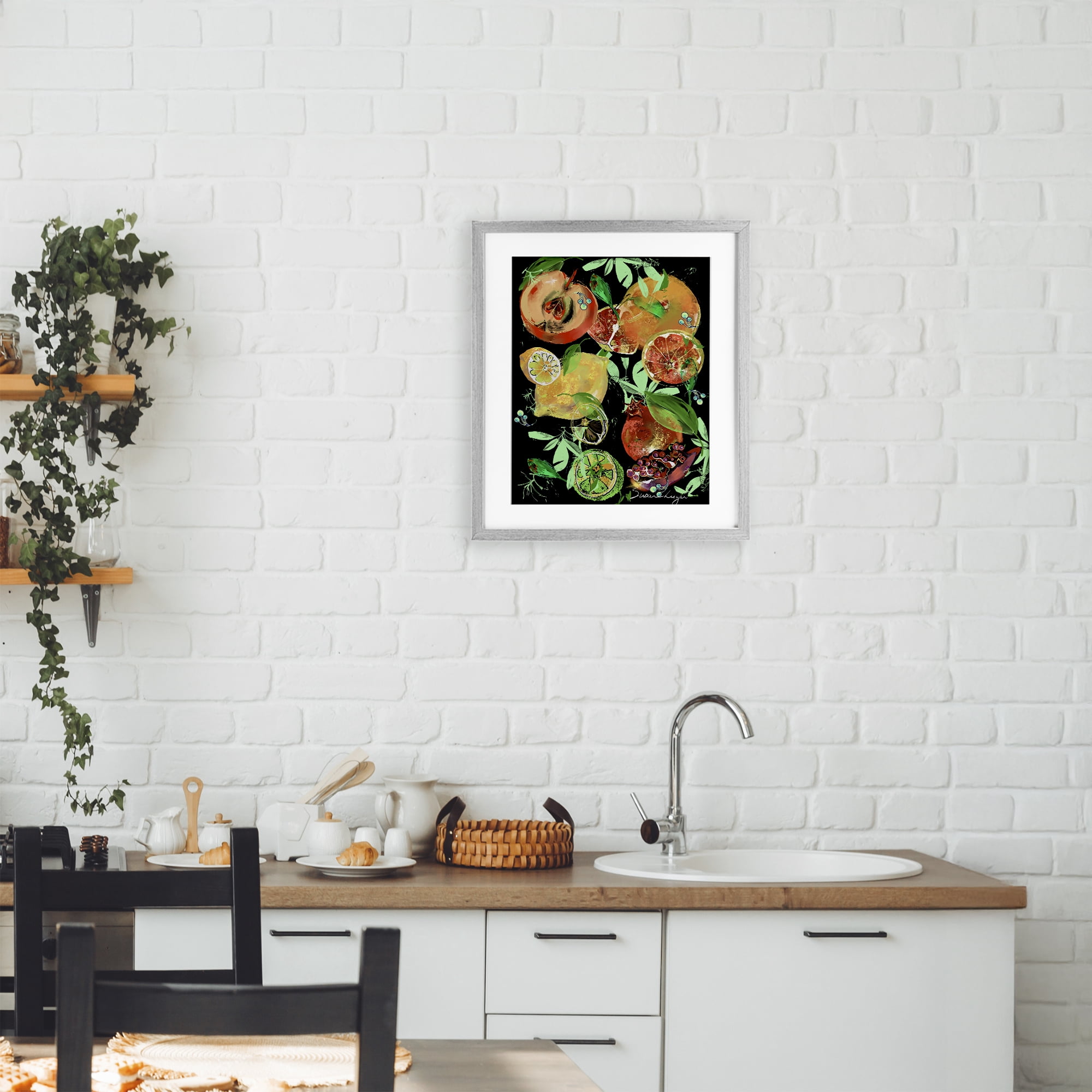 Stupell Industries Fruit Medley Combo Gray Framed Print Under Glass, design by Susan Lugar