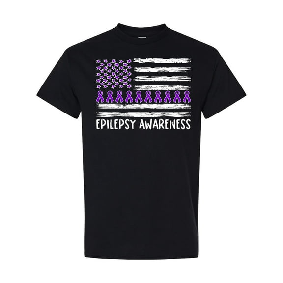 Inktastic Epilepsy Awareness Purple Ribbons and Flag T-Shirt