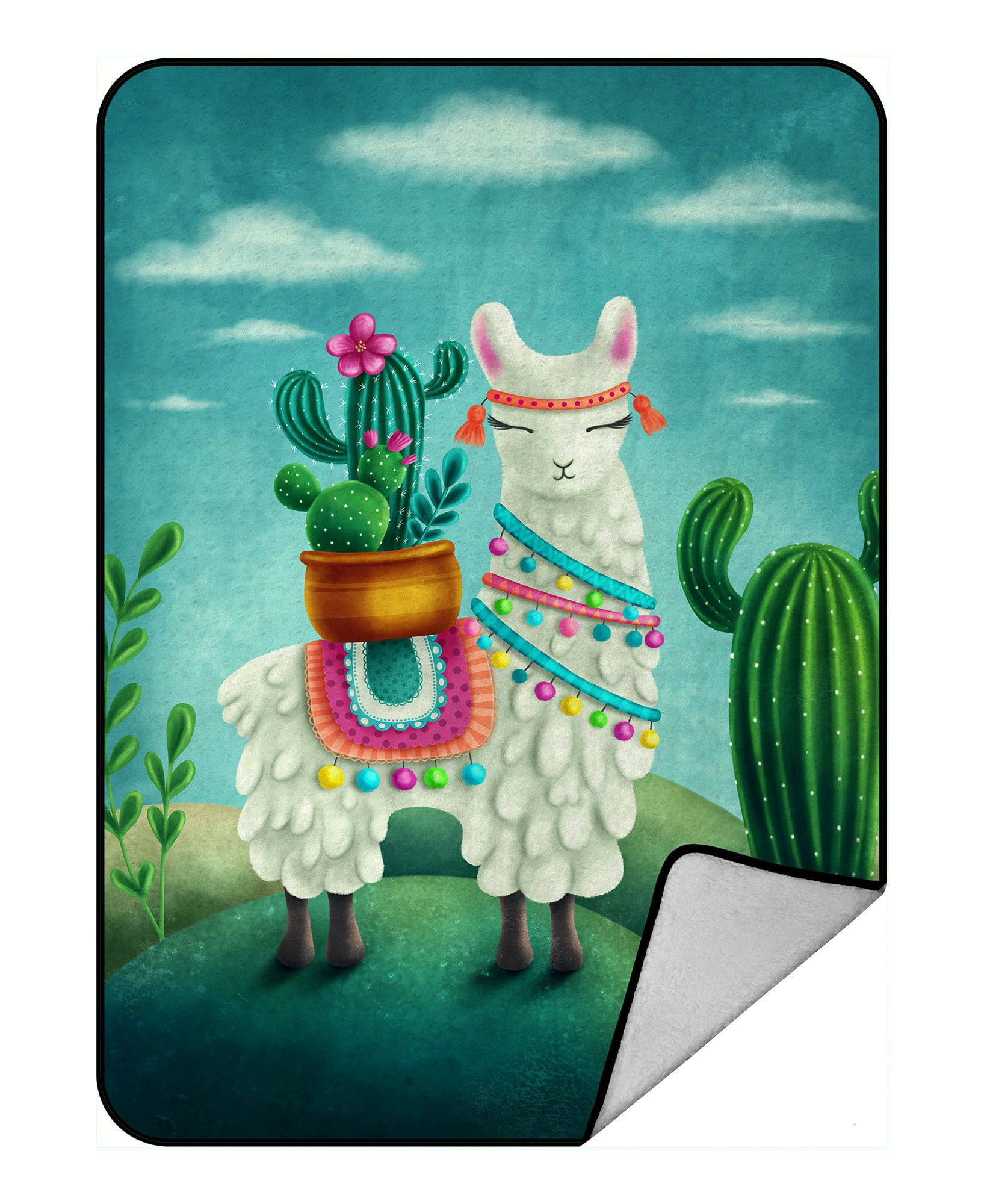 ECZJNT cute llama Throw Blanket Fleece Blankets Plush Blanket 58x80