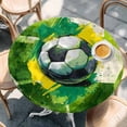thumbnail image 4 of Green Yellow Soccer Round Tablecloth 36-44 Inch Round Fitted Table Cloth with Elastic Edge, Football Sports Watercolor Buffalo Waterproof Table Cover Protector for Outdoor Picnic Party Dining, 4 of 9