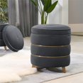 thumbnail image 2 of Jennifer Taylor Home Midis Rond Accent Stockage Pouf Acier Gris, 2 of 17