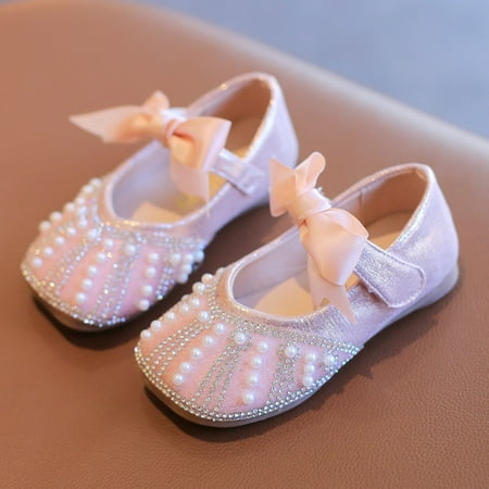 

Toddler Kids Baby Girls Dress Shoes Wedding Flower Bridesmaids Heels Glitter Princess Shoes Flats School Uniform Shoes 1-6Y