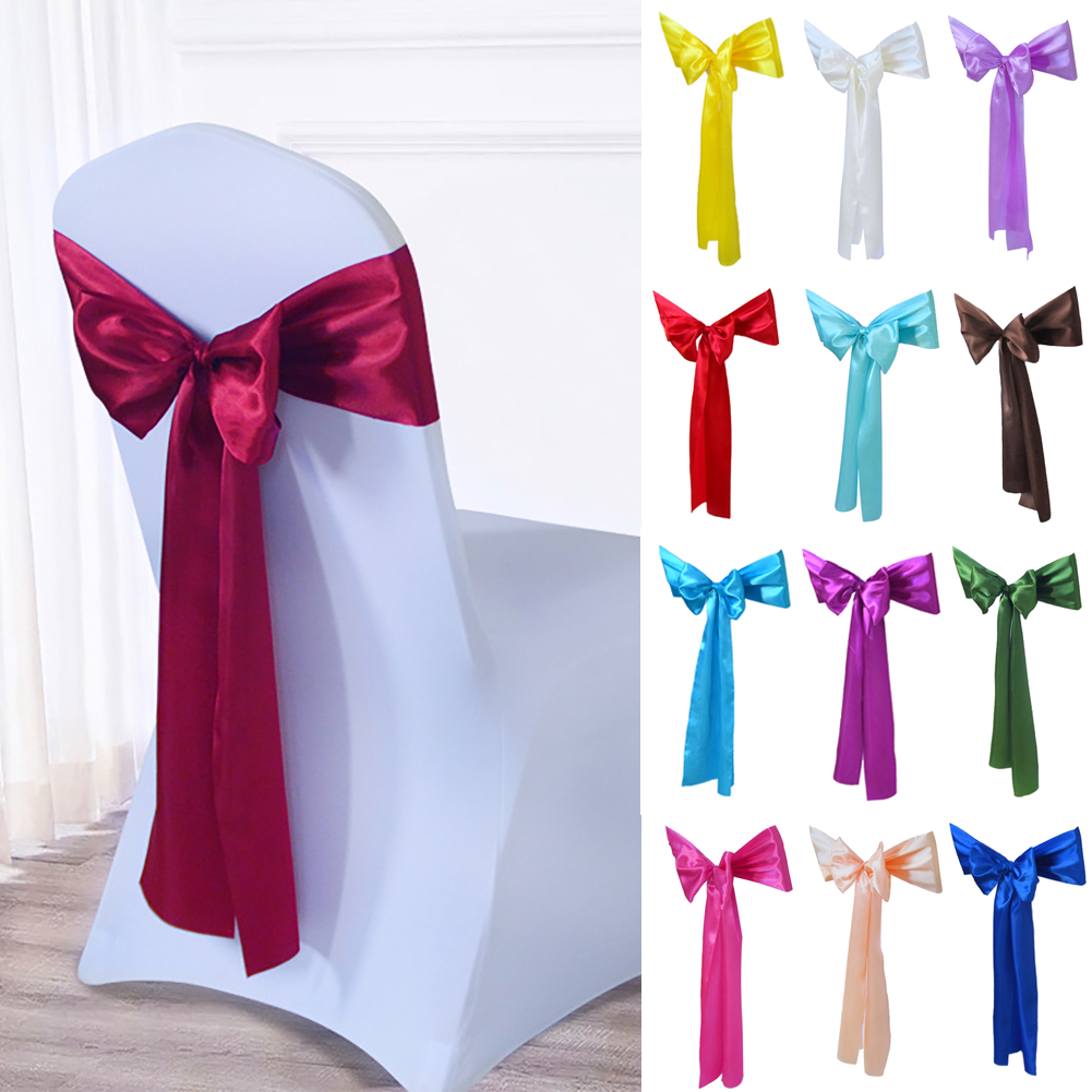 Zruodwans 2PCS Faux Silk and Satin Chair Sashes Bow sash for Wedding