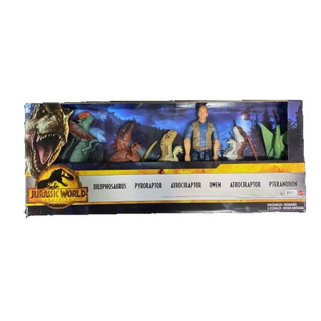 Mattel Jurassic World 6-Pack Basic 12-Inch Figure & Dinosaurs