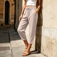 thumbnail image 2 of Nolissa Women's Elastic Waist Capri Pants Casual Loose Cropped Trousers with Pockets, 2 of 7
