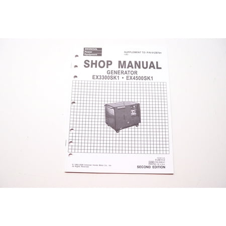 Service Shop Manual Supplement Generator EX3300SK1