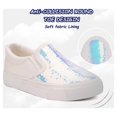 thumbnail image 3 of Toddler Girls Canvas Sneakers Loafer Shoes Slip On Little Kids Sequins Glimmer Glitter Sparkle Low Top Non Slip Rubber Sole Lightweight Breathable Walking Outdoor Fashion Casual White Size 7, 3 of 5