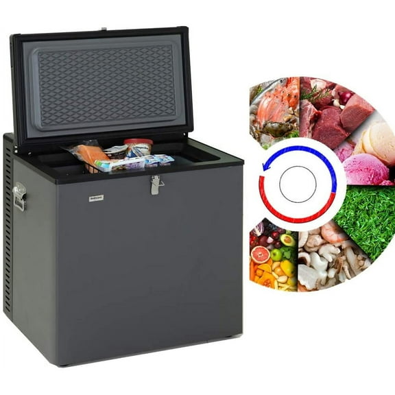 Smad Propane Gas Chest Freezer 2.5 Cu Ft 110V /12V /LPG Offgrid Removable Basket and Lock