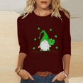 thumbnail image 1 of Meichang T-Shirts pour Femmes Jour de la Saint-Patrick Manches 3/4 Hauts Trèfle Chanceux T-Shirts Imprimé Vert Col Rond Décontracté Vacances T-Shirts Jour de la Saint-Patrick, 1 of 4