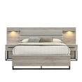 thumbnail image 2 of Roundhill Furniture Alvear Upholstered Wood Wallbed Bed with White LED Lights, 2 Nightstands, Weathered Gray, Queen, 2 of 10
