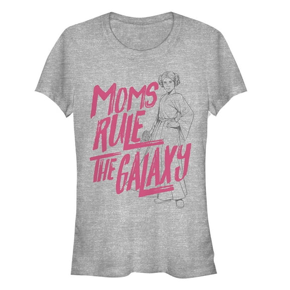 Junior's Star Wars Mother's Day Moms Rule the Galaxy Graphic Tee Athletic Heather Small
