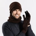 thumbnail image 4 of Unisex Womens&Mens Adult Winter Warm Hat Gloves Neck Three Piece Set Winter Outdoor Cold Proof Plush Knitted Hat, 4 of 8