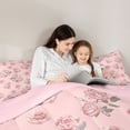thumbnail image 5 of Manfei Pink Floral Rose Girl Bedding Comforter Set 2pcs,Dreamy Princess Twin Comforter Sets Microfiber,Spring Garden Breathable Bedding Set,Microfiber Bedroom Decor,Reversible, 5 of 8