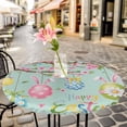 thumbnail image 4 of Easter Eggs Fitted Tablecloth with Elastic Edged, Round Table Cloth for Dining Table, Spring Watercolor Bunny Flower Green Waterproof Oil Proof Table Cover for Indoor Outdoor 36"-44", 4 of 8
