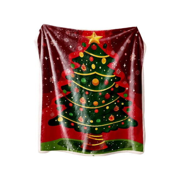 Large Christmas Flannel Blanket – 51x40in Soft Polyester Throw with Festive Holiday Print, Cozy Lightweight Blanket for Bed, Sofa, Travel & Xmas Gift
