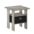 thumbnail image 1 of Mesa auxiliar Furinno Andrey con cajón para papelera, roble francés, gris/negro, 1 of 9