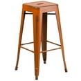 thumbnail image 2 of Merrick Lane Stackable Backless Bar Height Stool, Distressed Orange, 2 of 8