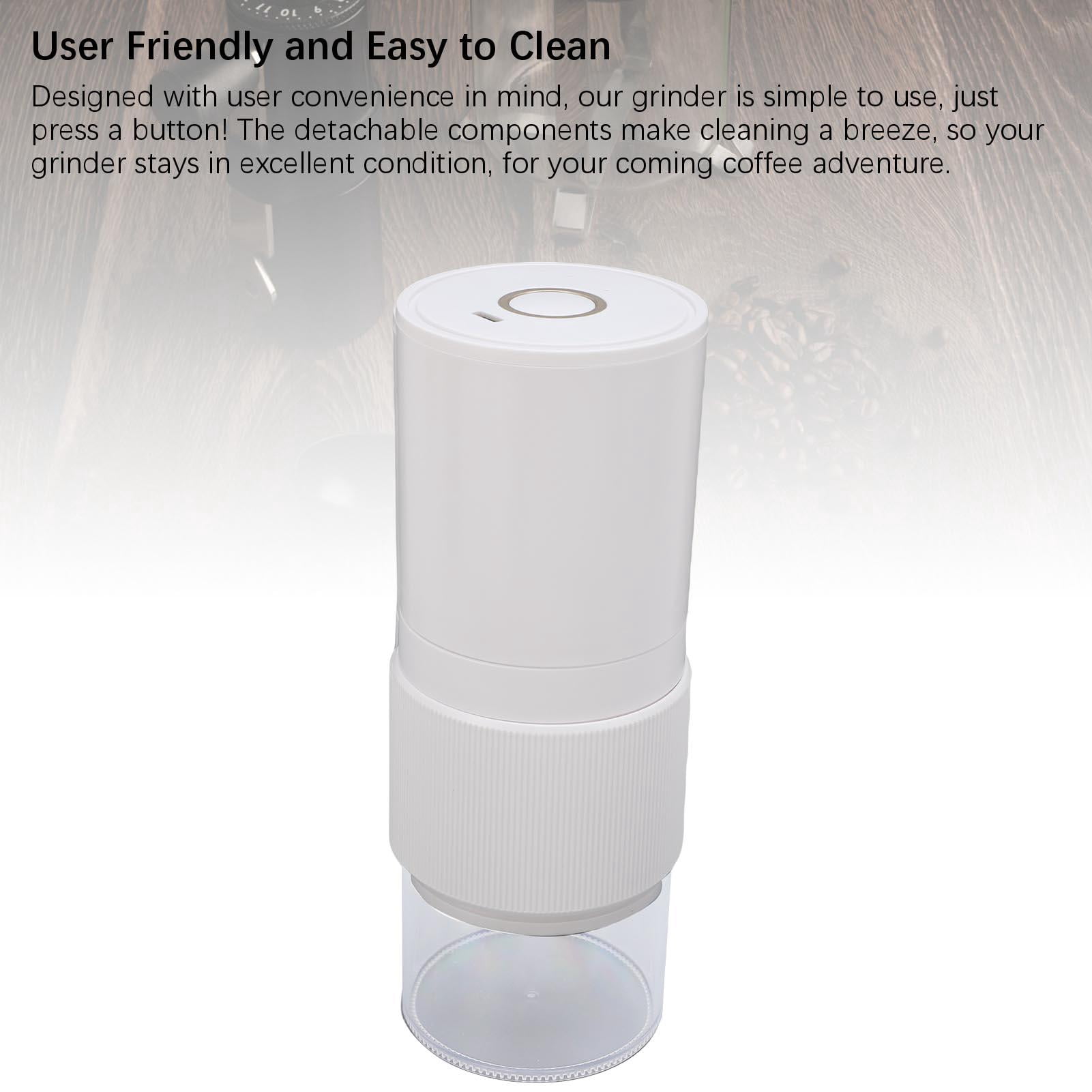 BIMZUC Compact Portable Electric Coffee Grinder – Quiet, Rechargeable, Adjustable Grind Settings, Stainless Steel Blades, Easy‑Clean Design