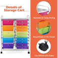 thumbnail image 4 of KOTEK 15-Drawer Rolling Storage Cart, Multipurpose Mobile Utility Cart with 4 Wheels, Home Office School Tools Scrapbook Paper Organizer (Multicolor), 4 of 7