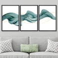 thumbnail image 2 of PixonSign Framed Wall Art Set Futuristic Teal Geometric Smoke Wave Landscape Abstract Canvas Print Nature Wilderness Modern Art Decor Nordic Zen Chic for Living Room - 16"x24"x3 Panels Black, 2 of 5