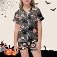 thumbnail image 2 of Shadoumai Halloween Two Piece Outfit Toddler Kids Girls Short Sleeve Casual Printed Top Shorts Loose Cut Breathable Fabric Daily Play Wear Ages 2–13 Girl Everyday Casual Ensemble, 2 of 6